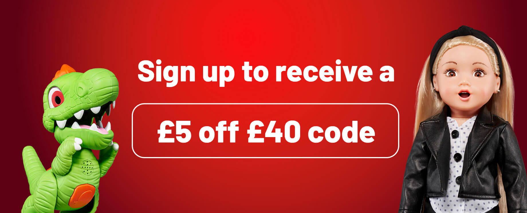 Sign up to receive a £5 off £40 code